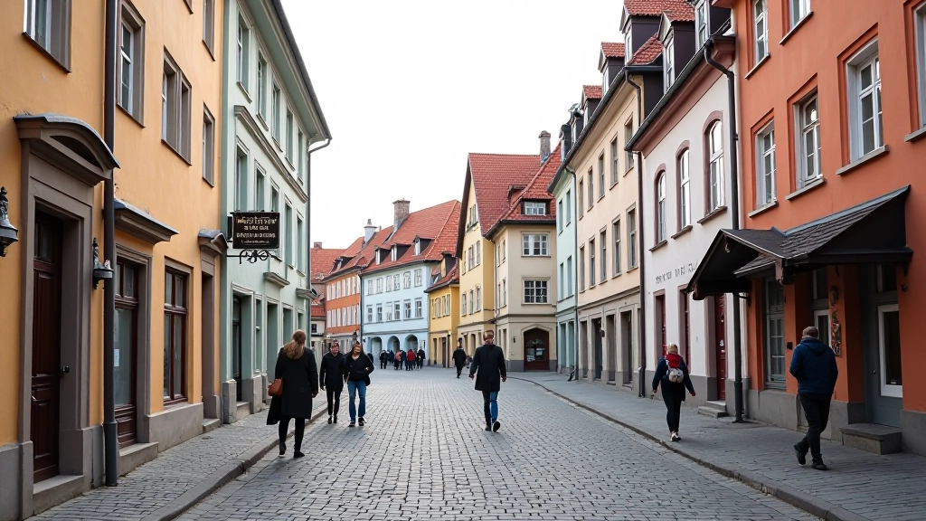 Liepājas vecpilsētas iela ar vēsturiskajām ēkām